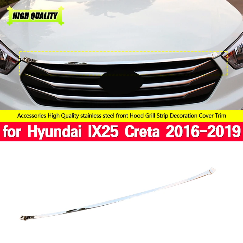 For Hyundai Ix25 Creta 2016-19 Accessories Grille Front Racing Grille Cover Trim Exterior Decoration Stainless Steel Grille Trim