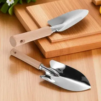 2 قطعة مجموعة مجرفة الحديقة الفولاذ المقاوم للصدأ الخشب مقبض مجرفة التربة لزراعة إزالة الأعشاب الضارة في الهواء الطلق بونساي عصاري #6