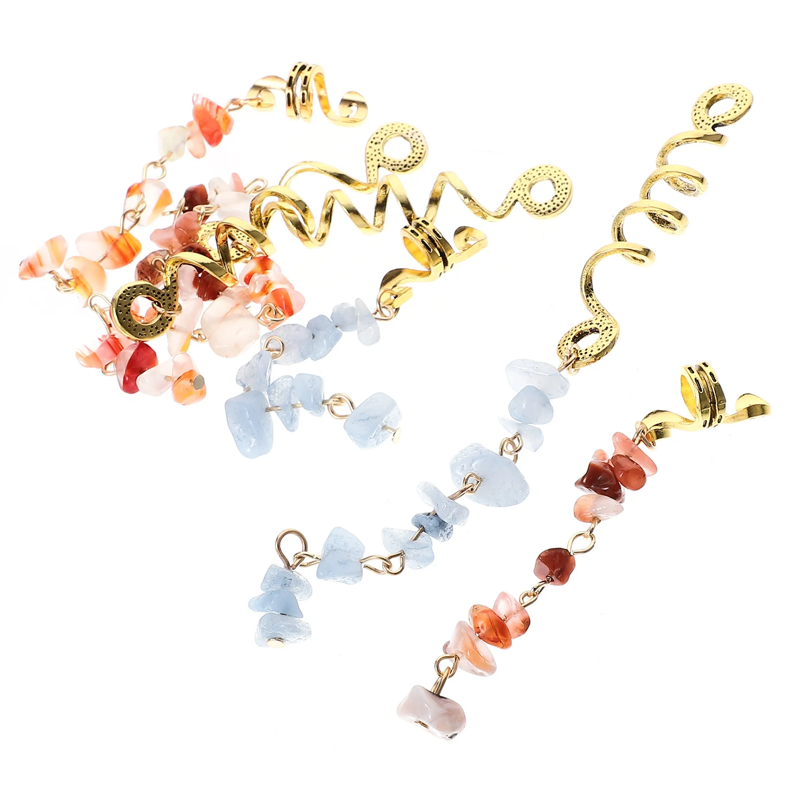 

6Pcs Decorative Braids Hair Cuffs Natural Stone Lightweight Dreadlock Accessories for Hair Jewelry Birthday Wedding Christmas