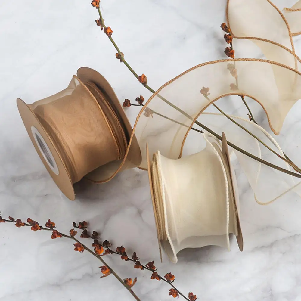 10Yards/Roll Chiffon Silk Ribbon Organza Satin Ribbon for DIY Craft Gift Wrapping Cake Wedding Bouquet Wreath Christmas Decor