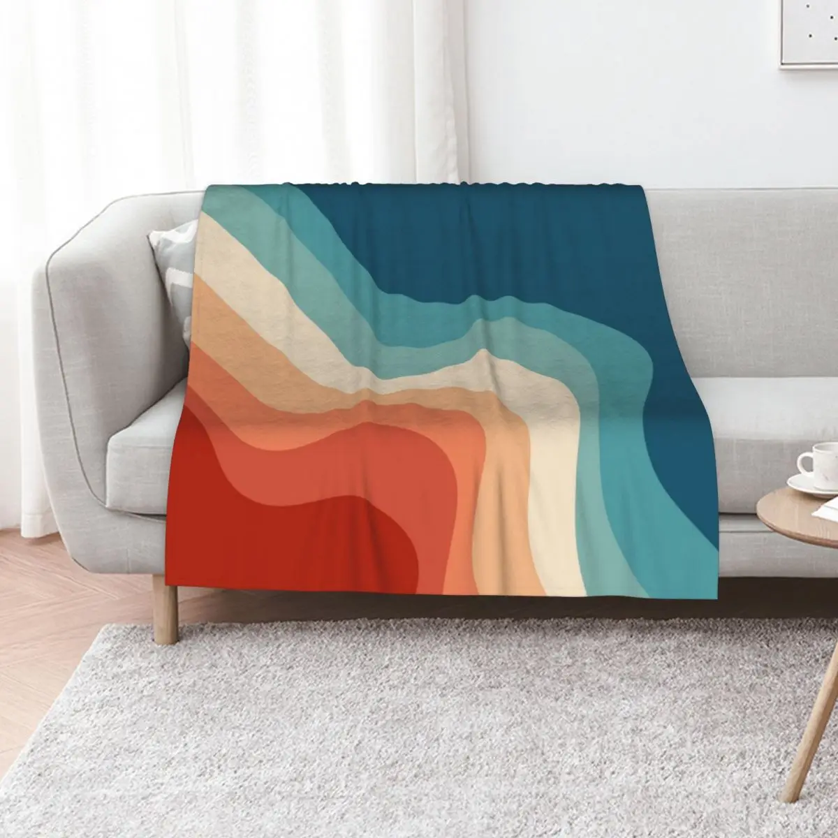 

Retro style waves Throw Blanket Decorative Beds For Decorative Sofa Soft Big Giant Sofa Blankets