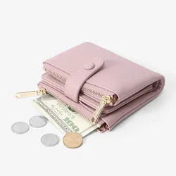 PERFECT FOR YOU Light Luxury Fashion Wallet for Women, 2024 New Short Card Wallet, Multi-card Slot Double Zipper Clutch