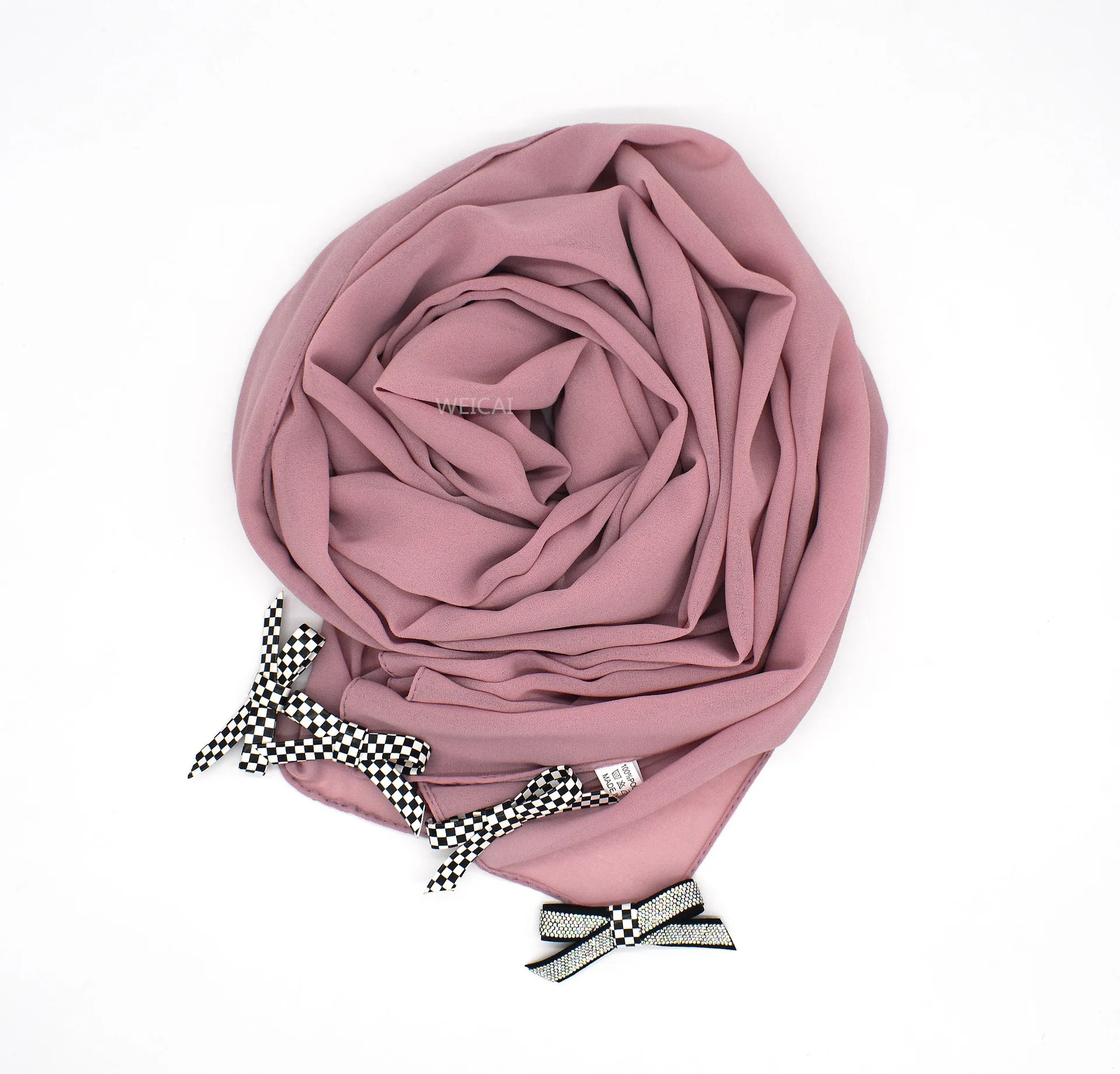 70*170CM Women’s Hijabs With Elegant Chiffon Turban Hand-sewn bow Scarf New Style Bubble Headcover Scarves Muslims Women