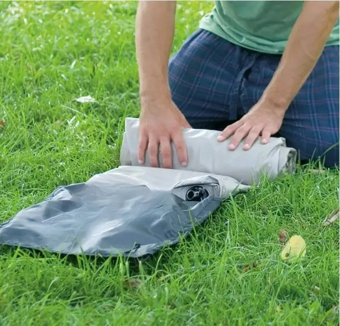 Outdoor travel inflatable mattress foldable flocking single double switching portable home mattress