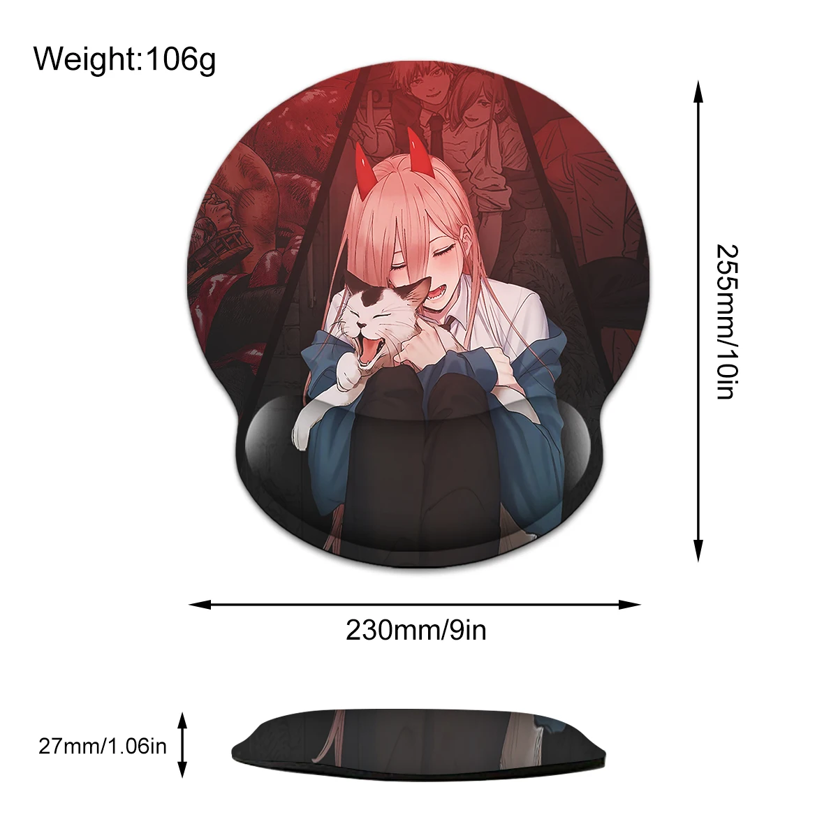 1pc  Anime Design Girl And Cat Wrist Mouse Pad Ergonomic Soft Anti-Slip Wrist Rest Support Mat Computer Mouse Pad For Office PC