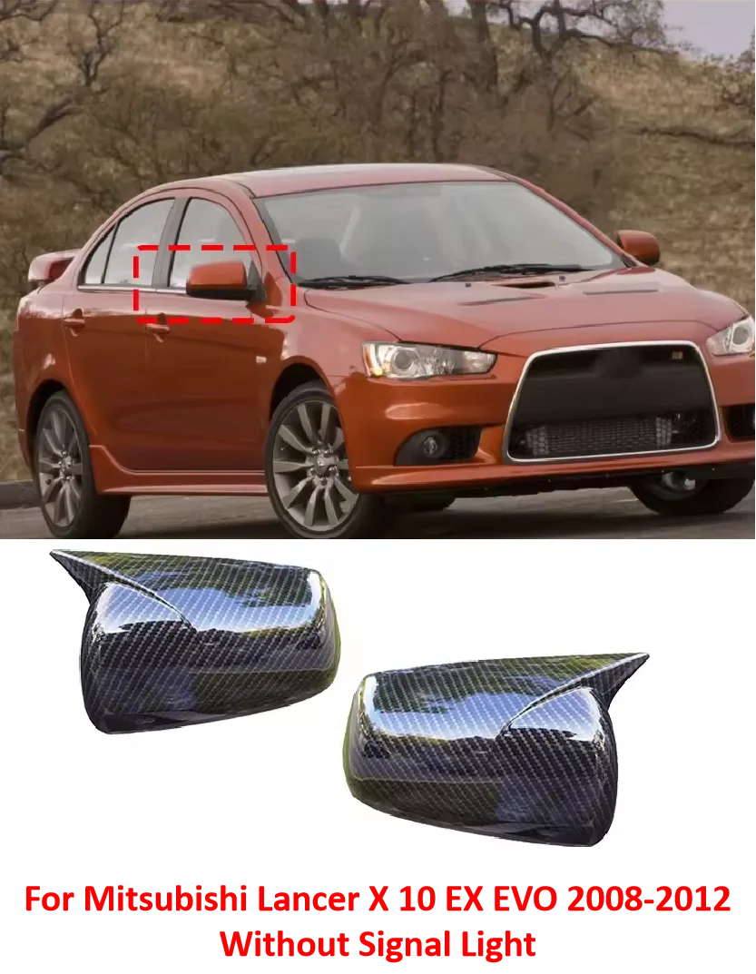 

For Mitsubishi Lancer X 10 EX EVO 2008-2012/2013-2016 Car Side Door Rearview Mirror Cover Wing Mirror Cap Trim Shell Sticker