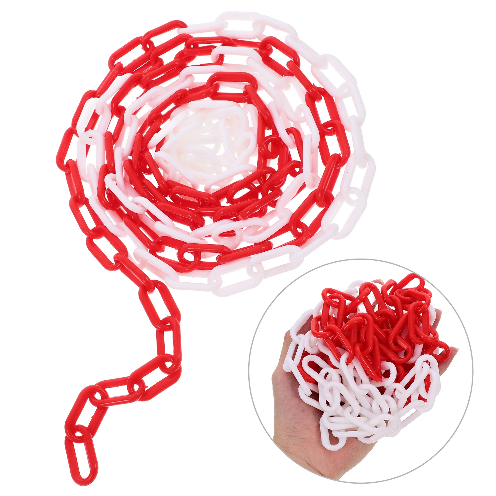 Plastic Chain for Guardrail Posts Red White High Visibility Material Safety Barriers Crowd Control Parking Lot Event