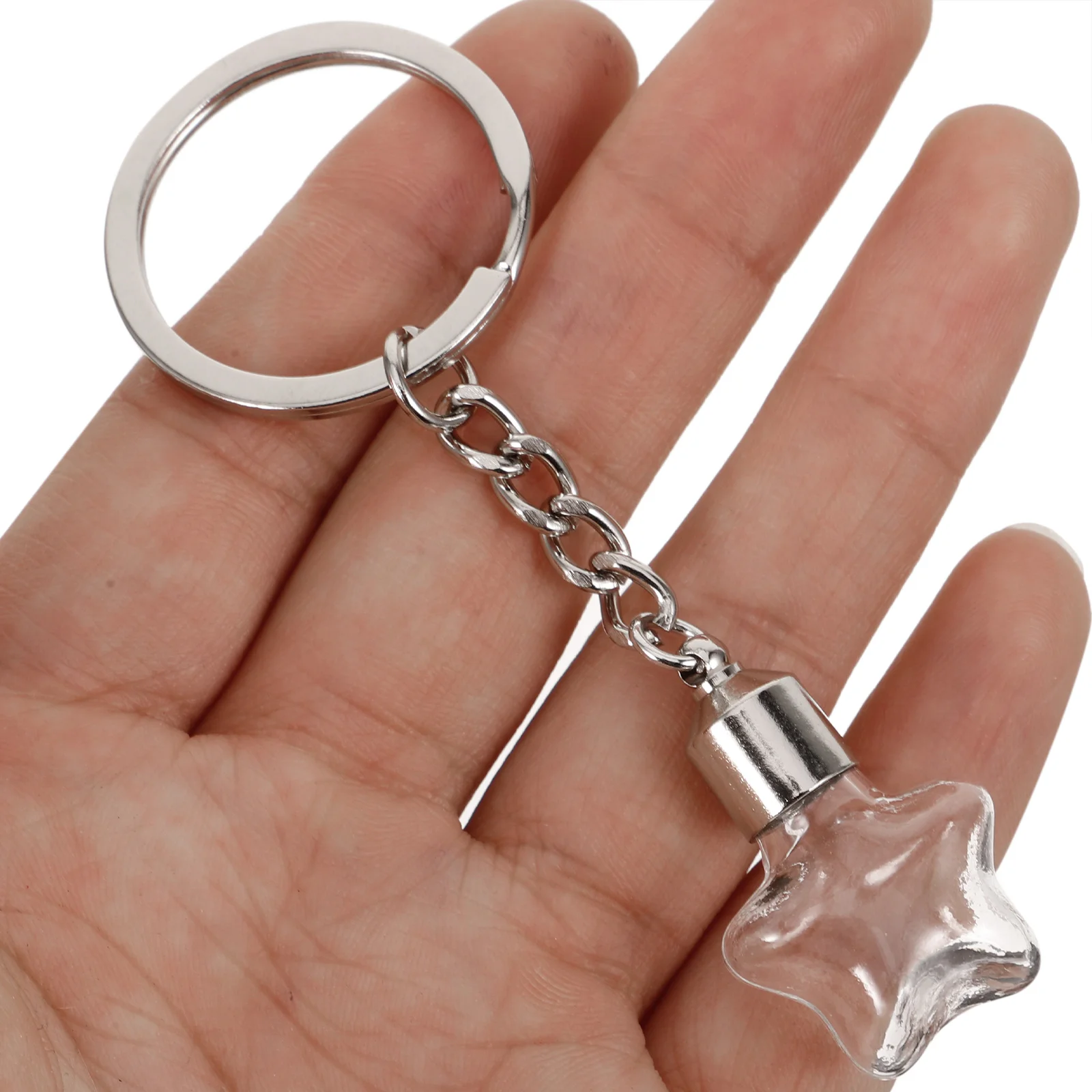 نجمة زجاجة المفاتيح خمر الزجاج متمنيا قلادة سحر زجاجات صغيرة معدنية مع