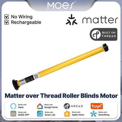 Imagen 1 del producto MOES Tuya Smart Matter sobre hilo persianas enrollables Motor sombra persiana cortinas automatización para tubo de 38mm Alexa Google Home Homekit