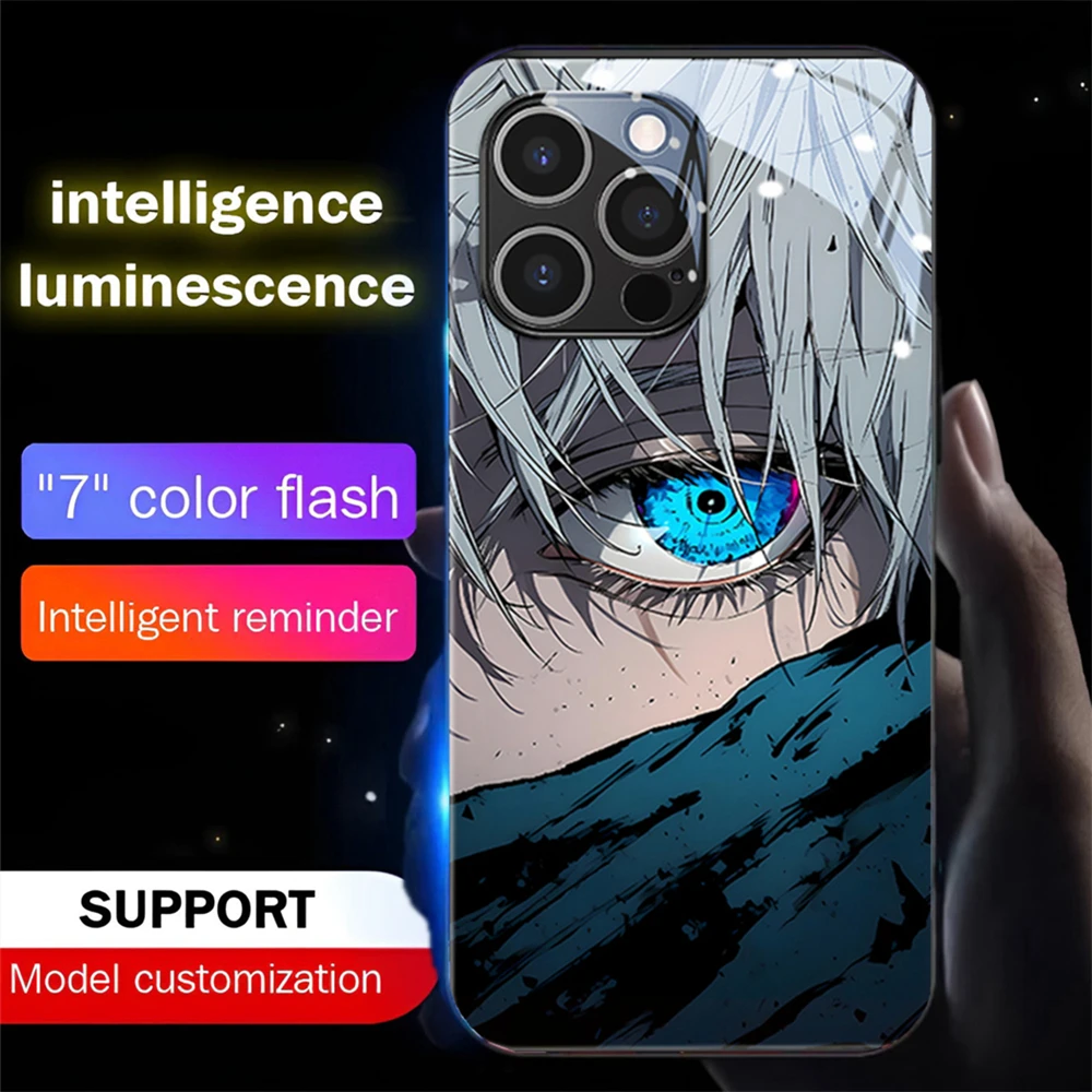 

Anime Voice Sensing Control LED Light Up Glowing Luminous Phone Case For iPhone Air 17 16 E 15 14 13 12 11 Pro Max X XS XR Plus