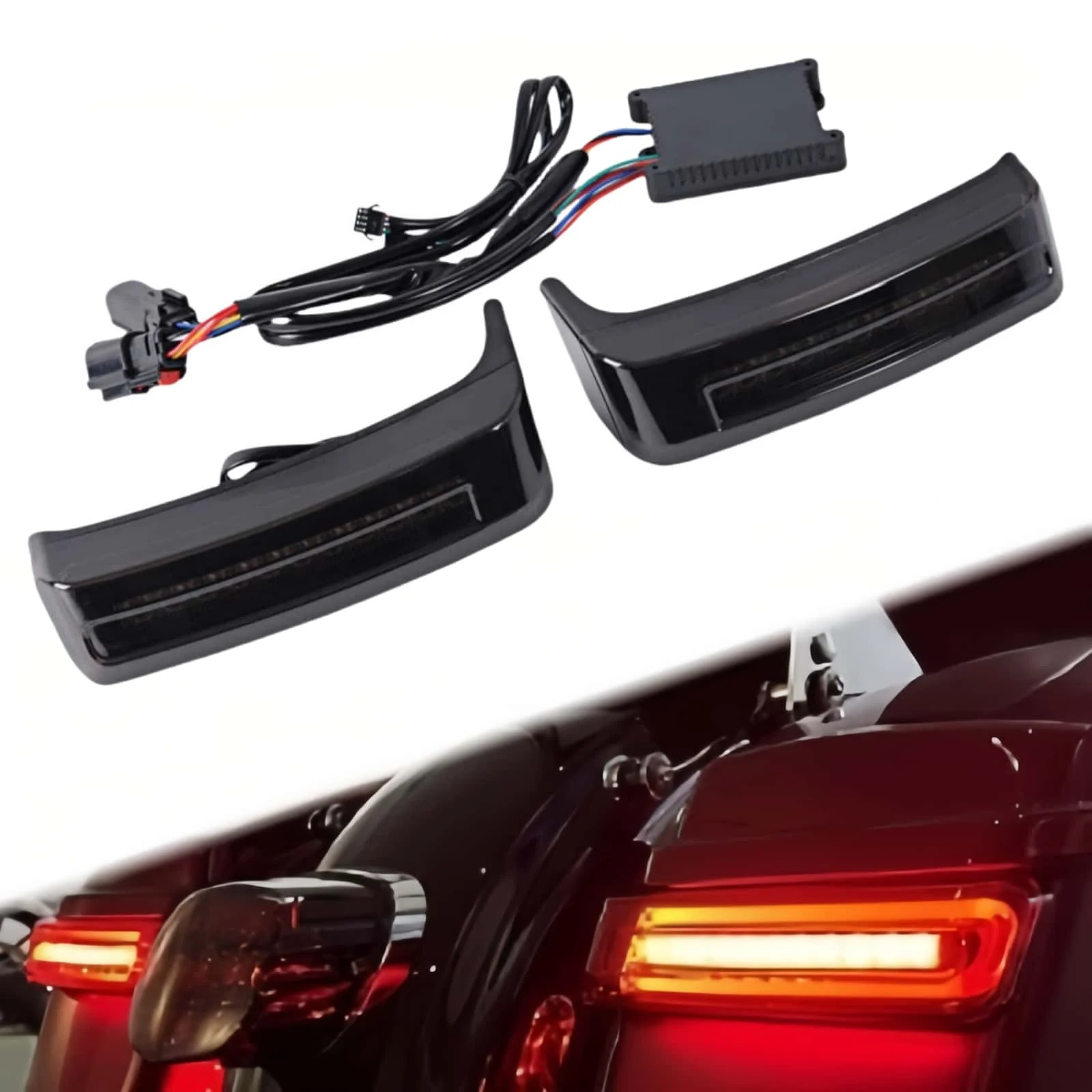 

For Harley Road King Street Glide Electra Glide 2014–2022 Motorcycle Taillight Black Lens Smoke Cover Red Amber Light