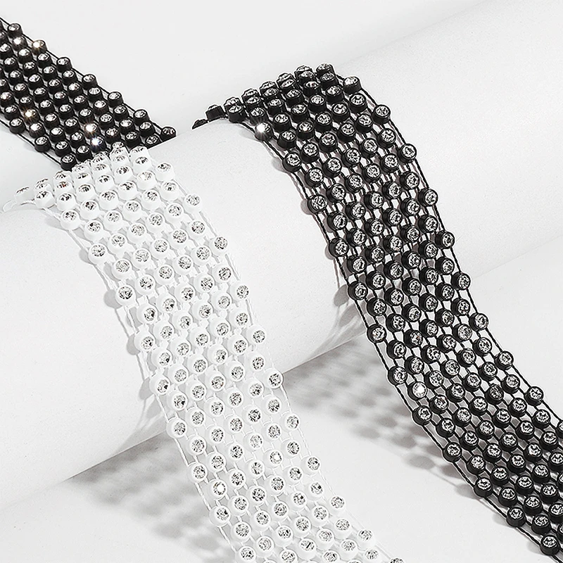 Bling Long Scarf Neckerchiefs Rhinestones Tie Choker Necklace For Women Luxury Crystal Necktie Collar Necklace Jewelry