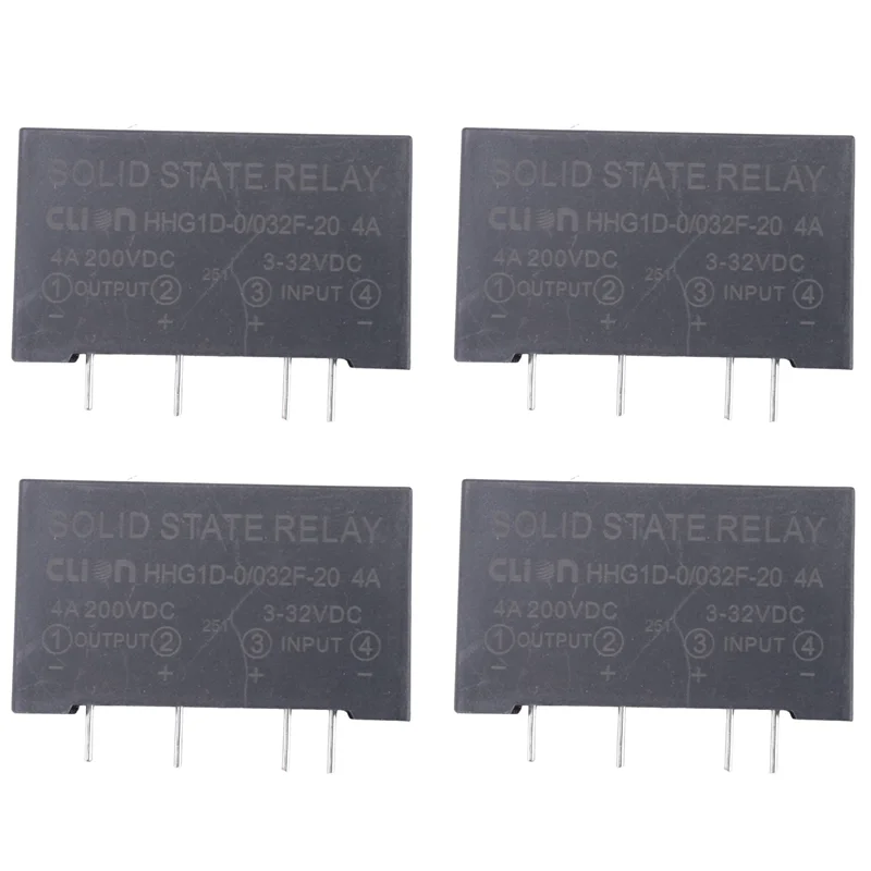 

A43T 4X Input 3-32V DC Output 4A 200V DC 4 Pin PCB Solid State Relay HHG1D-0/032F-20