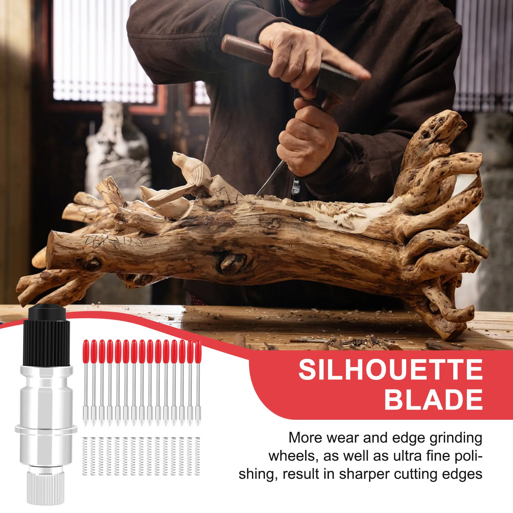 Elevata durezza per Graphtec CB09 Silhouette Cameo Holder + 15Pcs lame Plotter da taglio in vinile 45 gradi