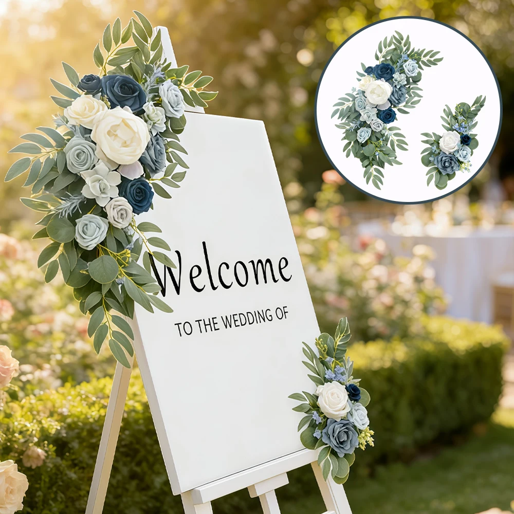

Wedding Arch Floral Arrangement, Artificial Flower Water Sign & Welcome Arch Decor for Wedding Events