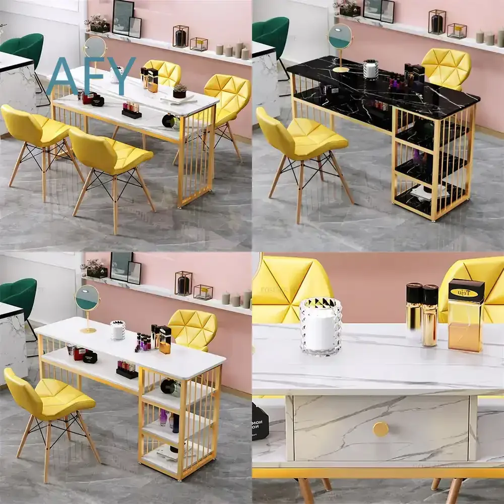 Light Luxury Japanese Nail Table for Salon Furniture for Manicure Table Chair Set with Drawer for Professional Nail