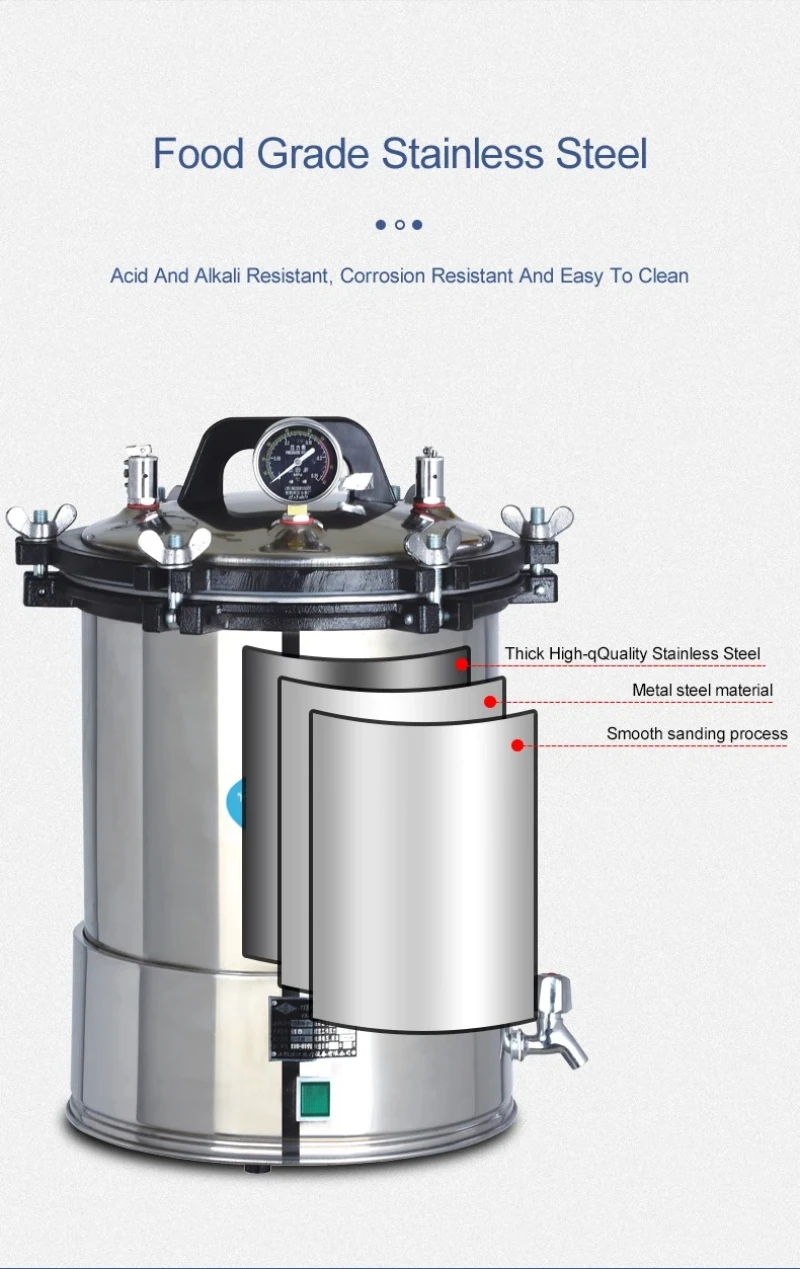 Imagem -06 - Ikeme-autoclave Portátil de de Alta Temperatura Automático Seguro Vapor Esterilizar 18l 24l Quente Aço Inoxidável