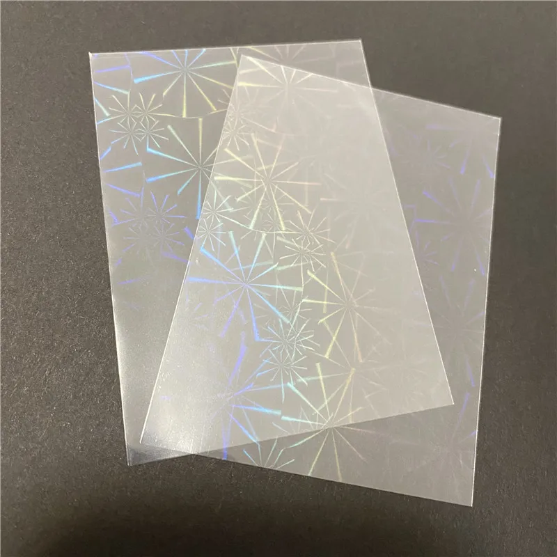 50Pcs/set Wheel Pattern Laser Holographic Protective Film Card Sleeves for 65x90mm Board Cards Holder Shield Cover