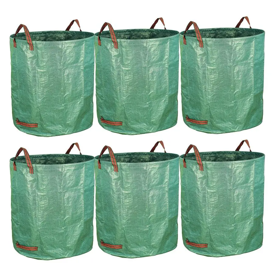 

6Pack 72 Gallon Yard Waste Bags, Reusable Heavy Duty Collapsible Garden Leaf Bags with Plastic Ring, StandUp Yard Waste Bin for