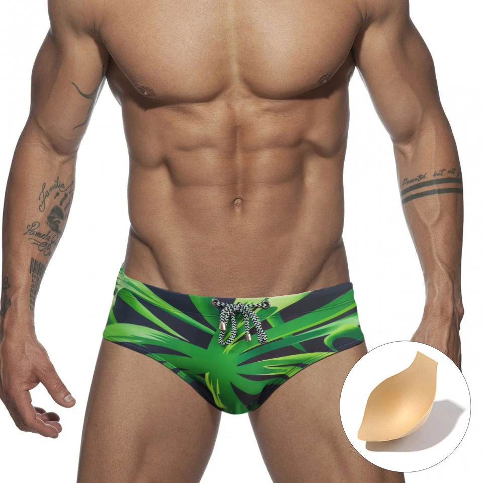 Mens Swimwear Men Swim Briefs UXH Sexy Pouch Pad Push Up Swimsuits Man Swimming Trunks Male Surf Beach Wear Short Bathing Suit