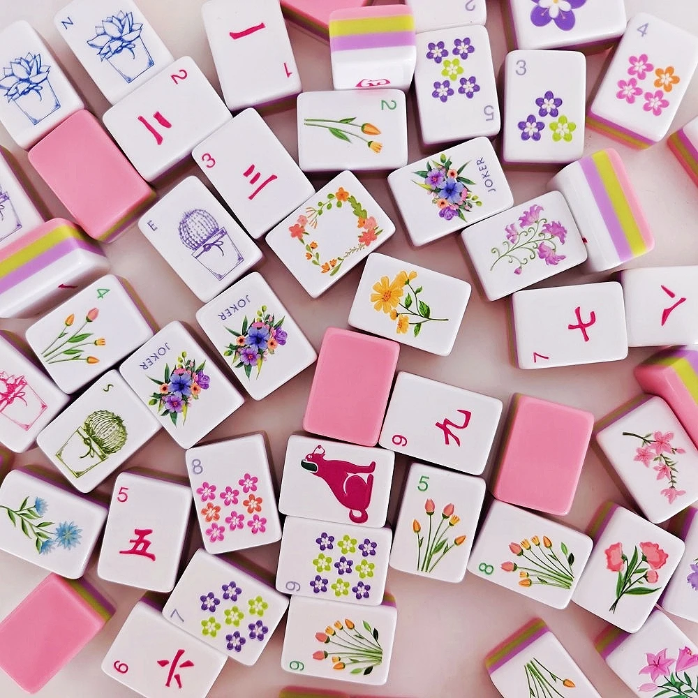 

Four Layer Acrylic Pink Mahjong Game Tiles Luxury American Mahjong Set Travel Mah Jongg Sets for Indoor Games & Table Activities