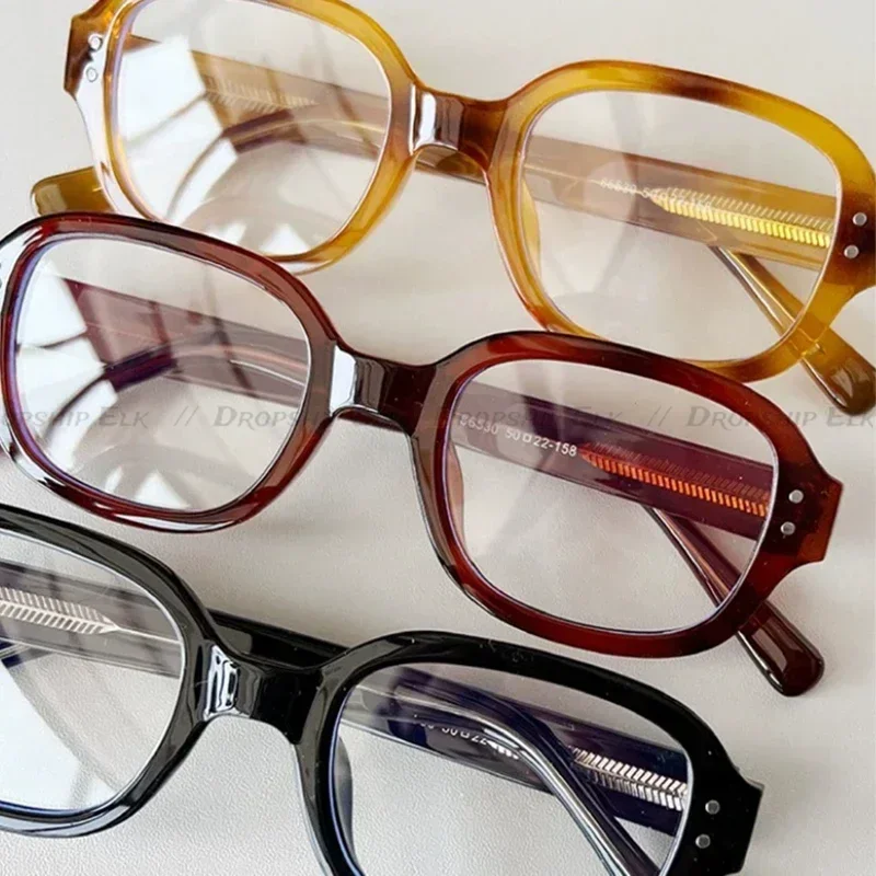 نظارات كورية عتيقة مضادة للضوء الأزرق ، نظارات مربعة ، نظارات زخرفية ، عدسة شفافة ، نظارات للرجال والنساء ، الإضافية ، Y2K