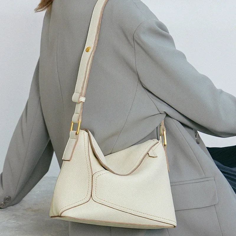 Bolso de mano de cuero genuino para mujer, bandolera de piel de vaca de diseñador, de lujo, a la moda, 2023