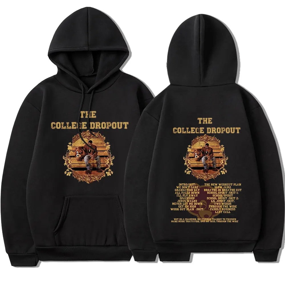 Rapper Kanye West College Dropout Music Album Hoodies Fashion Aesthetic Hip Hop Sweatshirt Men Women Fleece Warm Oversized Hoody