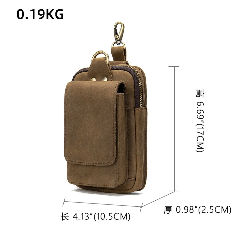 Pacote de cintura de couro genuíno vintage para homens, sacos de viagem masculinos, pequeno telefone malote loop, Hip Bum Bag, Man Belt Pouches