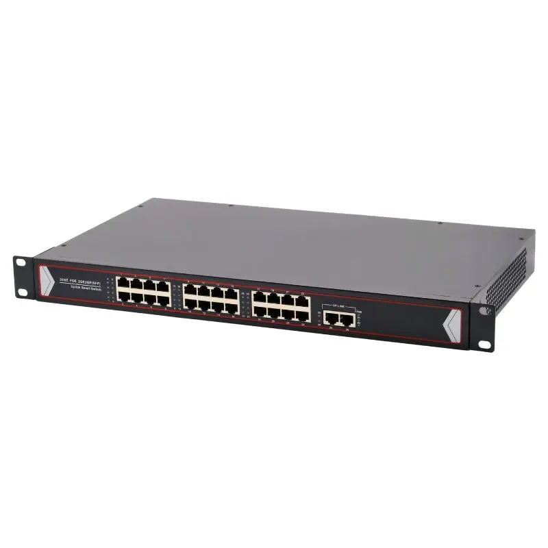 

10/100/1000Mbps 24 Port PoE Switch With 2 Gigabit Uplink 48V 260W Power Over Ethernet
