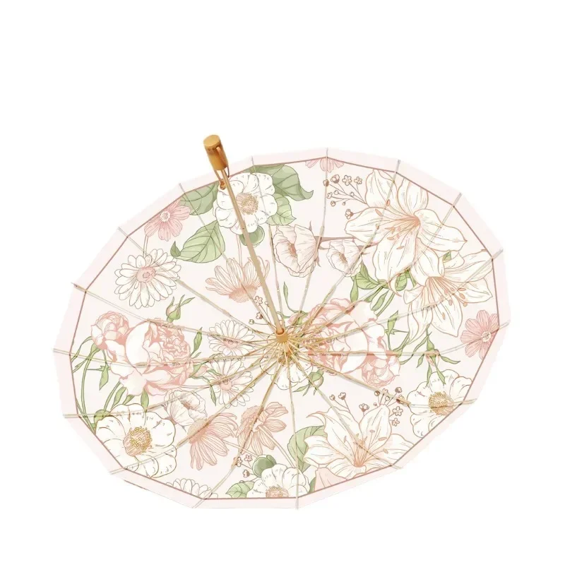 Retro 16 bone umbrella, enlarged reinforcement, color glue, sun protection, UV double wind-resistant and strong parasol