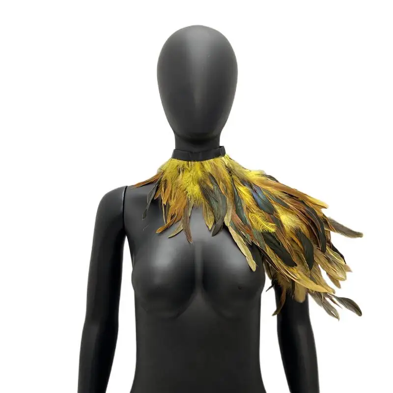 

One Shoulder Gothic Women Natural Feather Shawl Shrug Fake Collar Collar Cape Scarf For Men Wrap Stole Halloween Party Cosplay