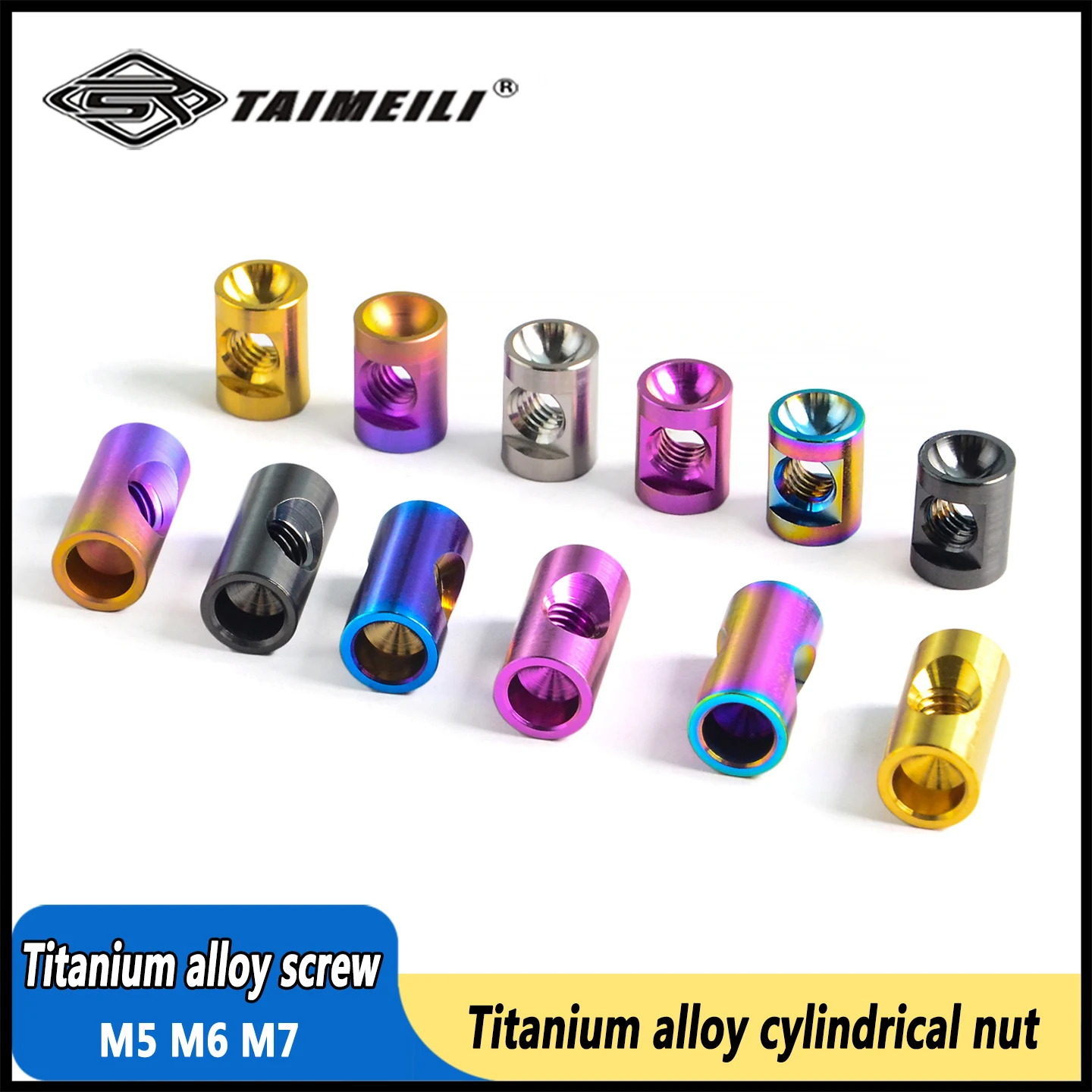 TAIMEILI GR5 Titanium Alloy Cylindrical Seat Post Fixing Nuts M5 M6 M7,  Bicycle Repair Fastener Accessories