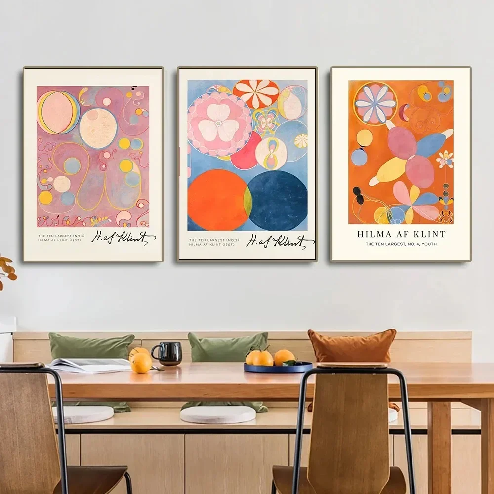 Minimalist Mid Century Modern Hilma Af Klint Wall Art Poster The Ten Largest Canvas Painting Print Abstract Home Decor
