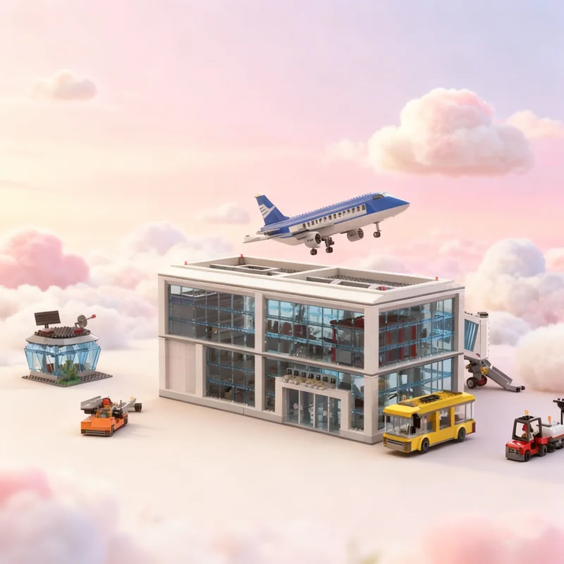 2984 pçs moc regional aeroporto modelo blocos de construção brinquedo presente natal montar arquitetura diy educação criativa idéia tijolo