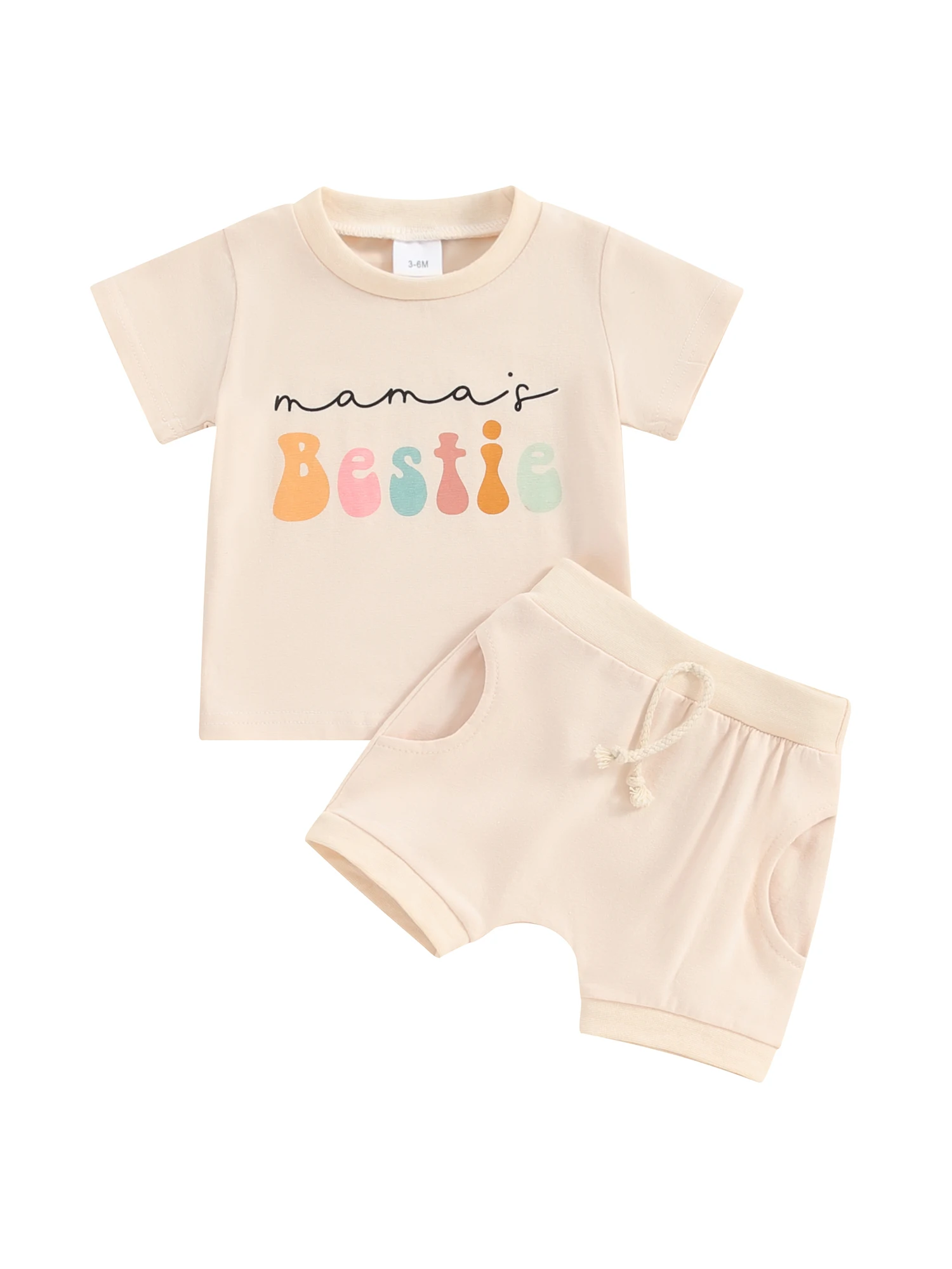 Baby Girls Shorts Set Short Sleeve Letters Print T-shirt with Elastic Waist Shorts Summer 2-piece Outfit