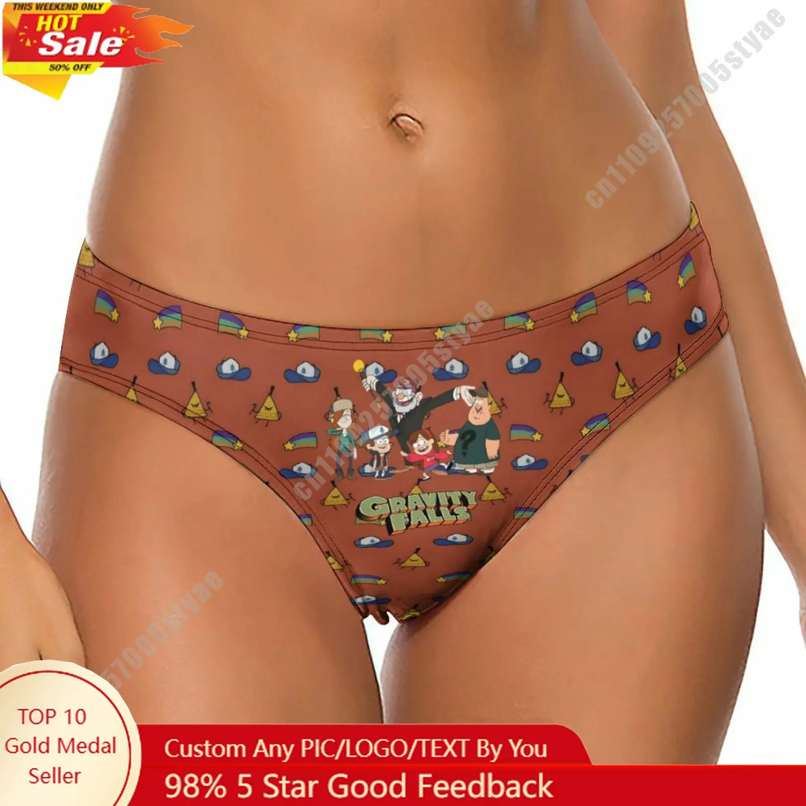 

Gravity Falls Underpants Disney Cartoon Women Pure Cotton Thong Underwear Custom Your Photo Logo Text Lightweight Breathable