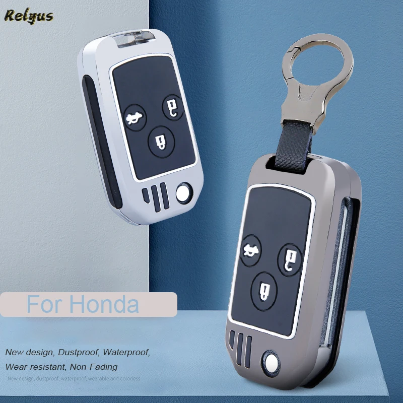 Custodia per chiave auto in lega di zinco + Silicone per Honda Accord Civic Fit City Rear dotata di accessori modificati Fob