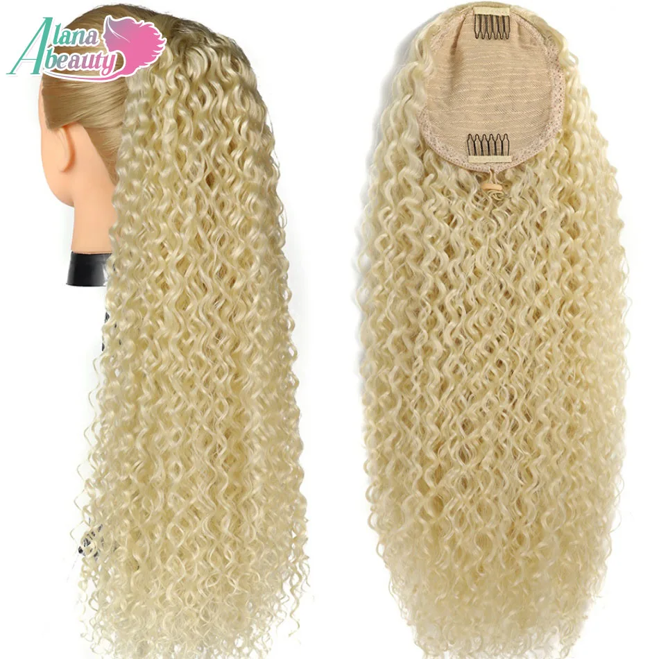 Alana Synthetic Long Curly Wavy Ponytail Hair Extension for Women 613# Drawstring Ponytail Hairpieces Blond Fake Pony Tail