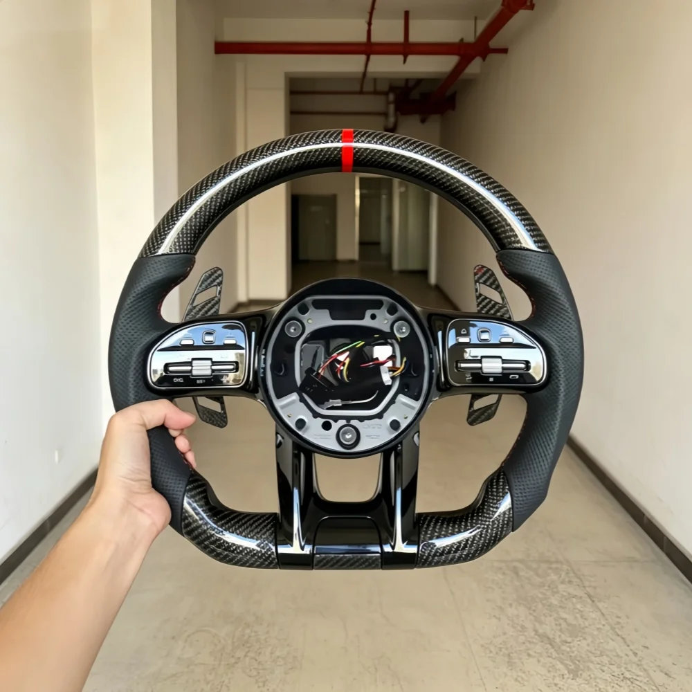 For Mercedes Benz W204 W205 W167 W213 W222 W207 W212 AMG a B C E GLS GLA Class Carbon Fiber Steering Wheel Factory Direct Sales