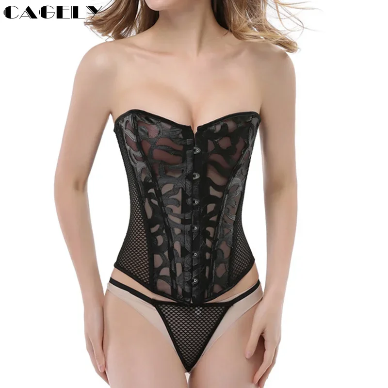 

Lace Corset Sexy Bustier Mesh Corselet Summer Underwear Clothing Black White Lingerie G-string Slimming Party Outfits S-6XL