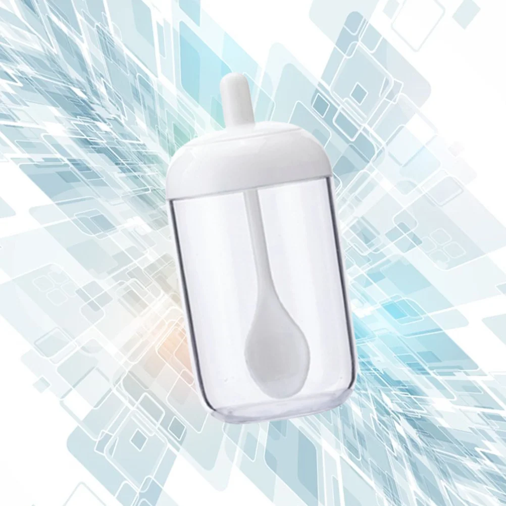 

Modern Round Spice Storage Jar Transparent Bpa Free Plastic Container with Spoon for Kitchen Tea Sugar Nut Organizer