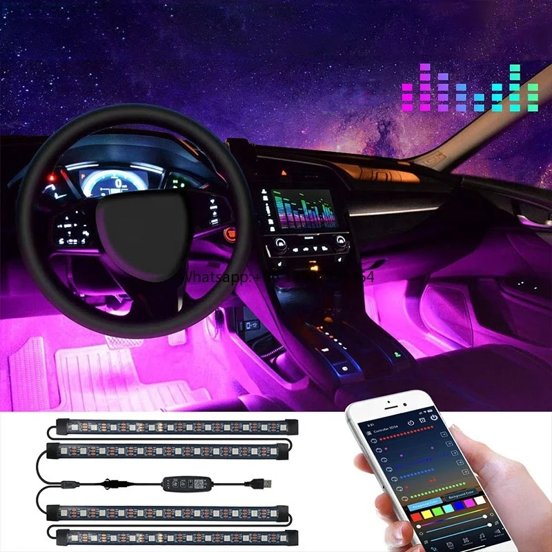 

Multicolor RGBIC Inner Ambient Atmosphere Strip USB Kit Sound Active App Wireless Remote Control Car Foot Interior Led Lights