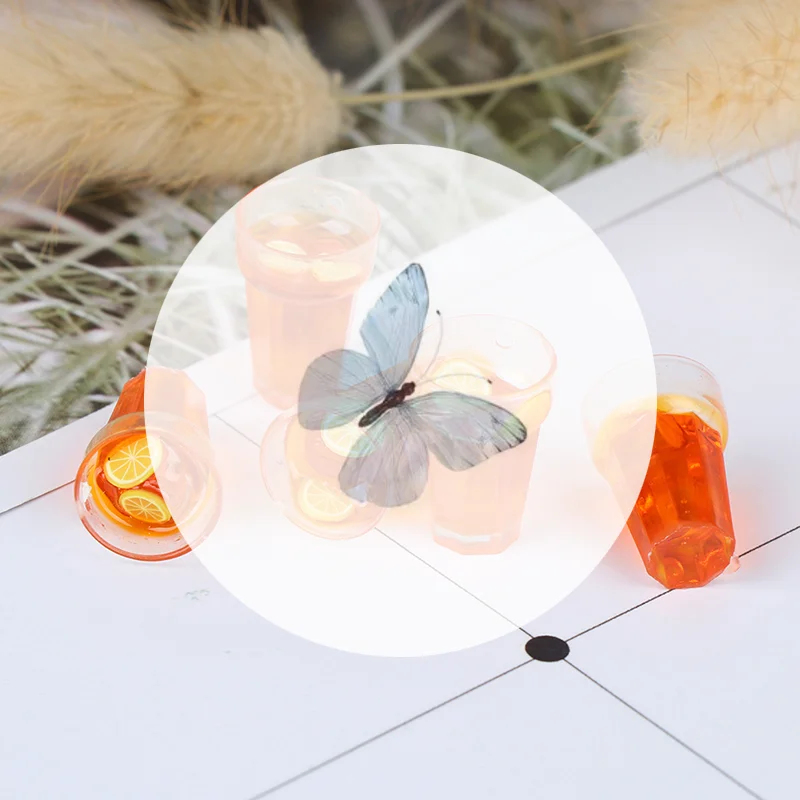 5 قطعة 1:12 دمية مصغرة الغذاء الليمون أكواب شاي بيت الدمية المشروبات لعبة مجسمة