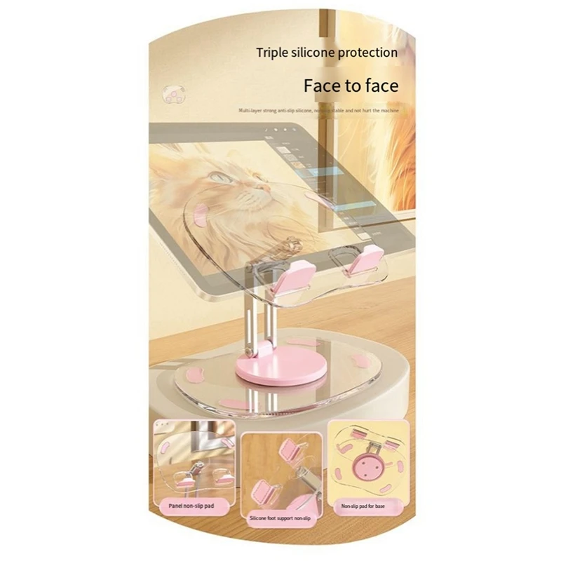 Tablet Bracket Holder Adjustable Folding Stand Transparent Acrylic Tablet Desktop Support Durable Black