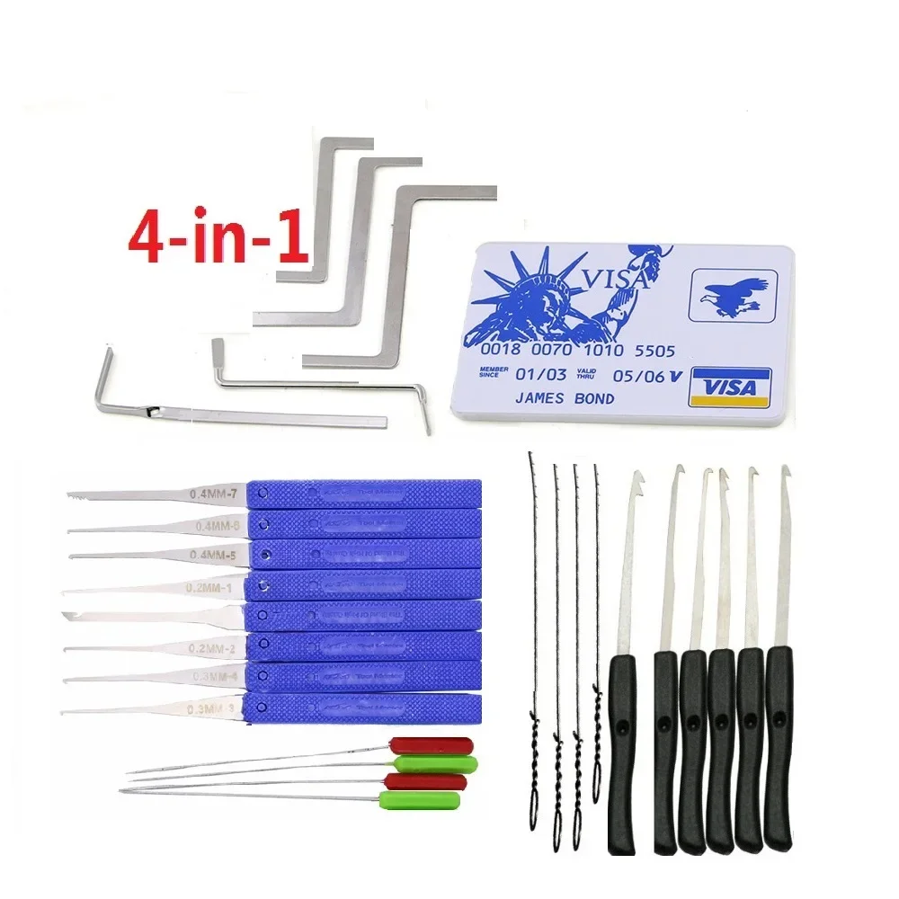 5in1 Full Locksmith Supplies Hand Tools Lock Pick Set Row Tension Wrench Tool Broken Key Auto Extractor Remove Hook Hardware