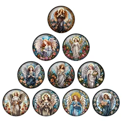24pcs/lot Colored Angel Decorative Clip Art Patterns 8mm To 25mm Round Photo Glass Cabochon Demo Flat Back Making Findings H307