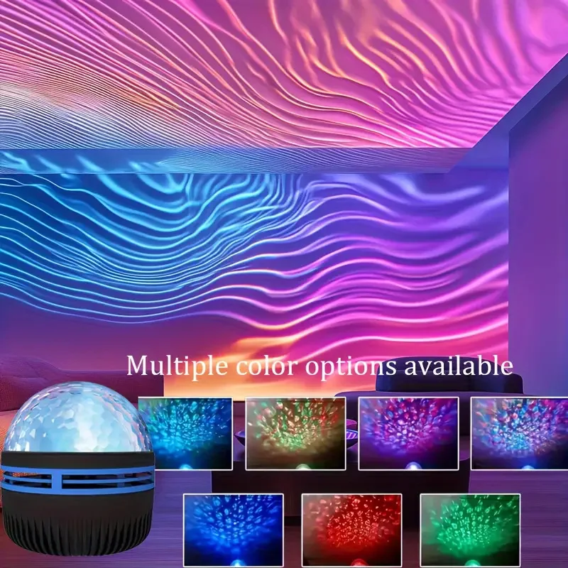 Water Ripple Remote-Controlled Aurora Starry Sky Projection Lamp, Colorful Nebula Ambience Light, Crystal Magic Ball Night Light