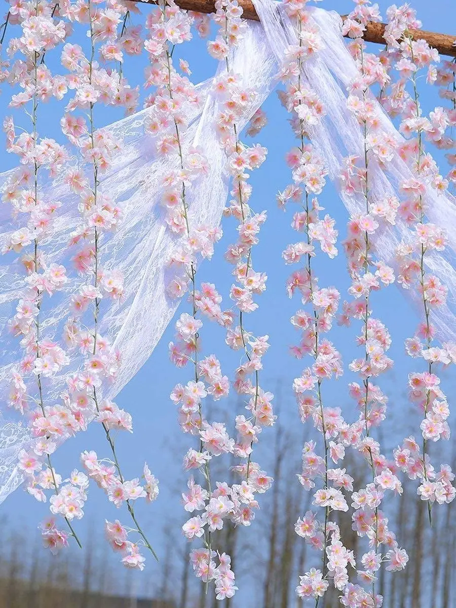 180 cm 135 Köpfe künstliche Kirschblüten-Blumenrebe, hängende Blumengirlande für Hochzeit, Party, Heimdekoration, japanisches Kawaii-Dekor – Detail 2