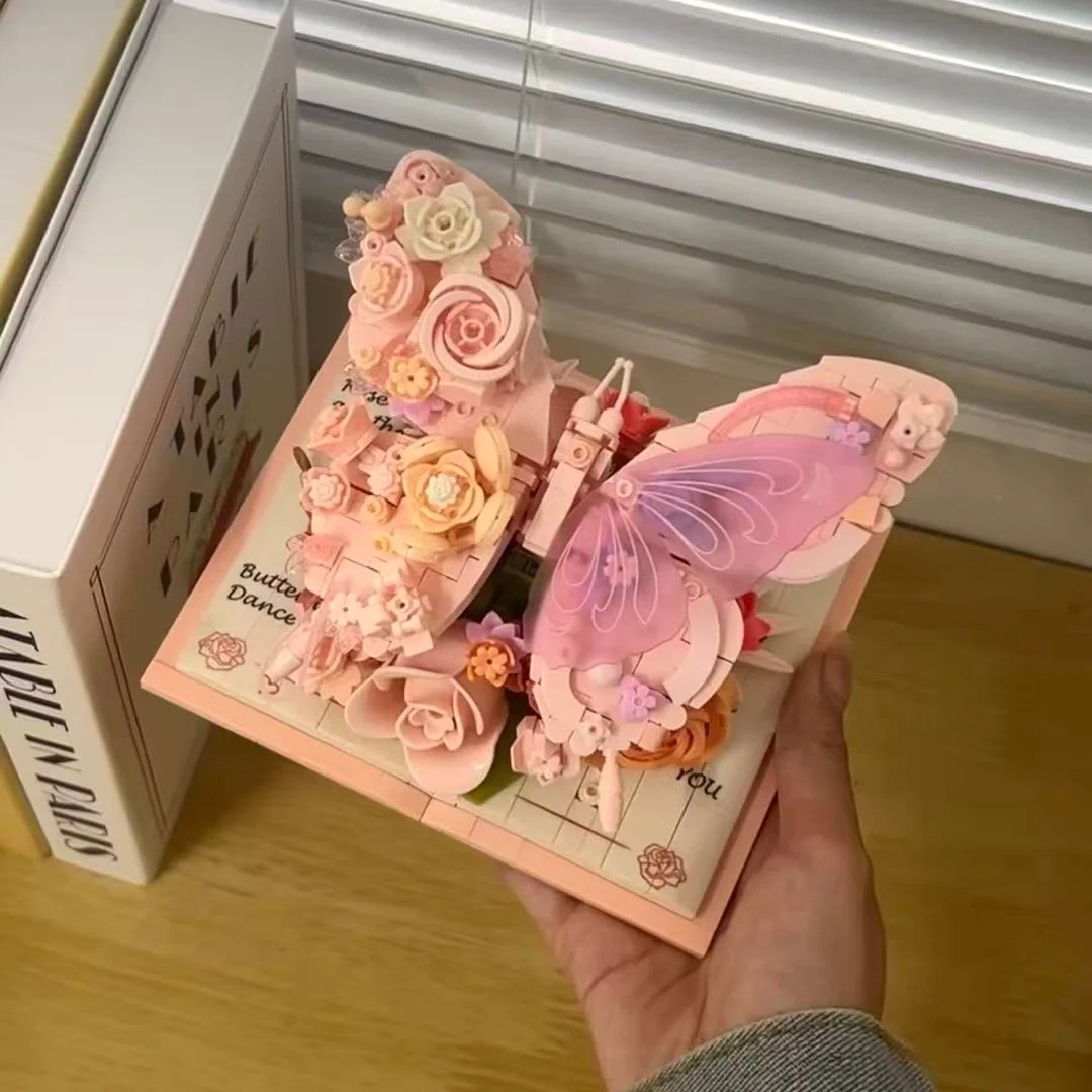 

Butterfly Flower Book-Shaped Building Blocks, Home Decor, Table Decorations, Ideal Gift for Women - Perfect Gift for Valentine's Day, Gift for Mother, Gift for Girlfriend, Halloween, Christmas, New Year, Birthday